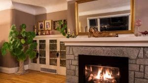rooms with fireplace and a view